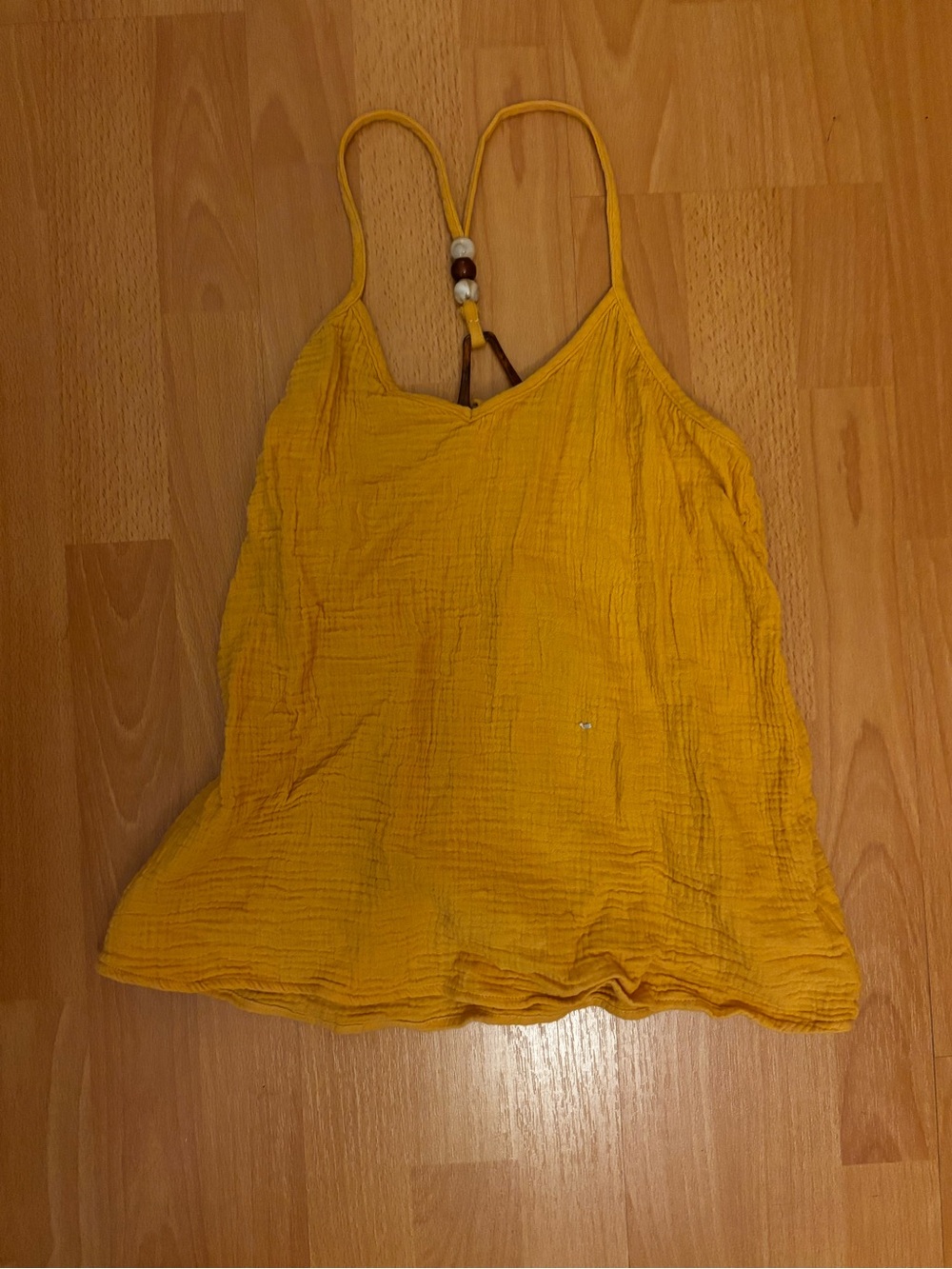 Yellow Beaded Spaghetti-Strap Camisole